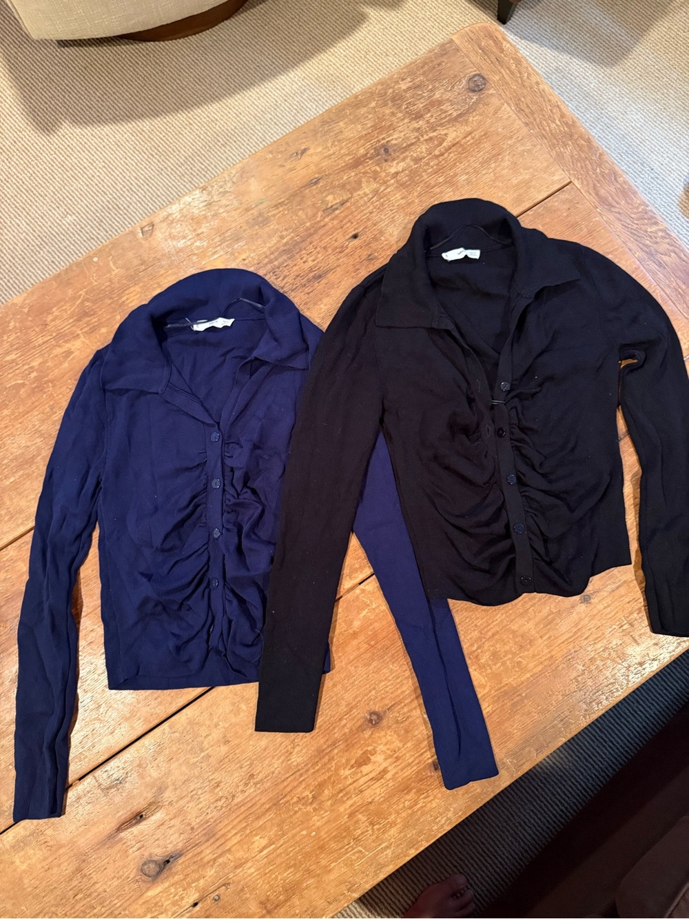 Mango Ruched Button-Front Blazers in Navy and Black